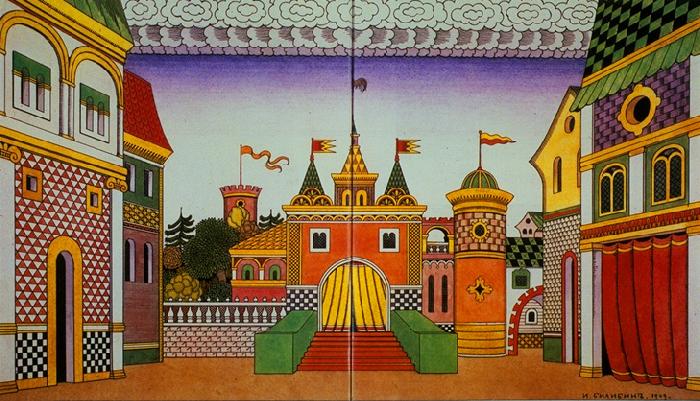 Ivan Bilibin Stage-set for the opera The Golden Cockerel 1909